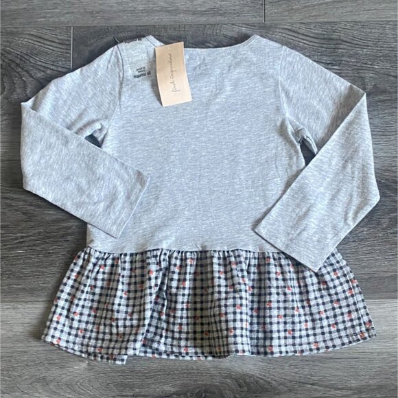 NWT First Impressions Girls Long Sleeve Ruffle 'Heart" Shirt-Gray-Size 24 Months - Picture 5 of 5